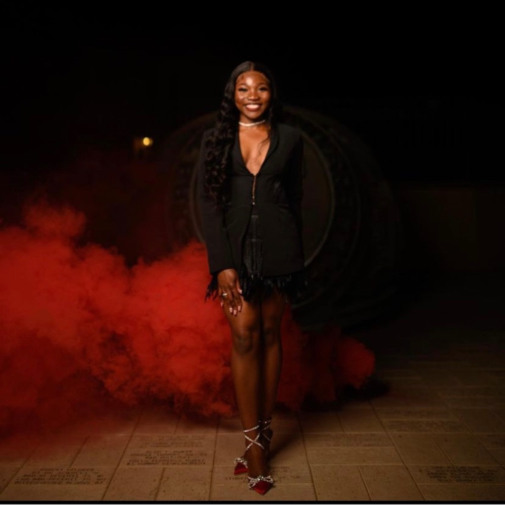 Black feather fringe mini skirt